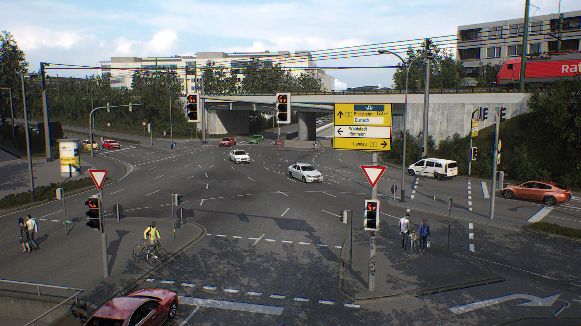 Virtual TAF-BW rendering, showing a busy traffic intersection of the TAF-BW.